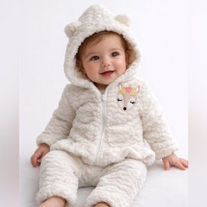 Cute Babe Baby Girl Sherpa Hoodie & Pants Set | 6–9M  NWT
